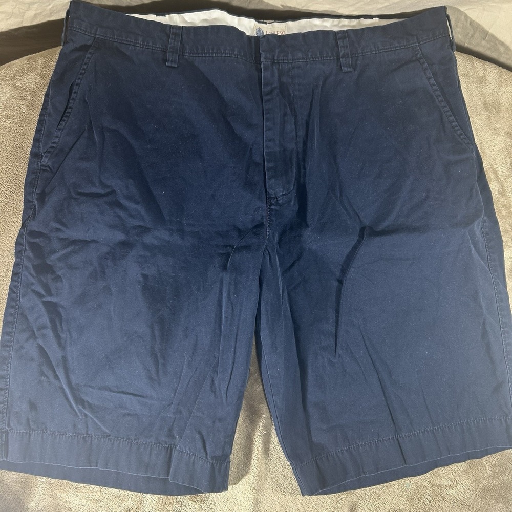 J.Crew Men's Chino Shorts Size 38 Navy Blue Flat Front 100% Cotton Classic